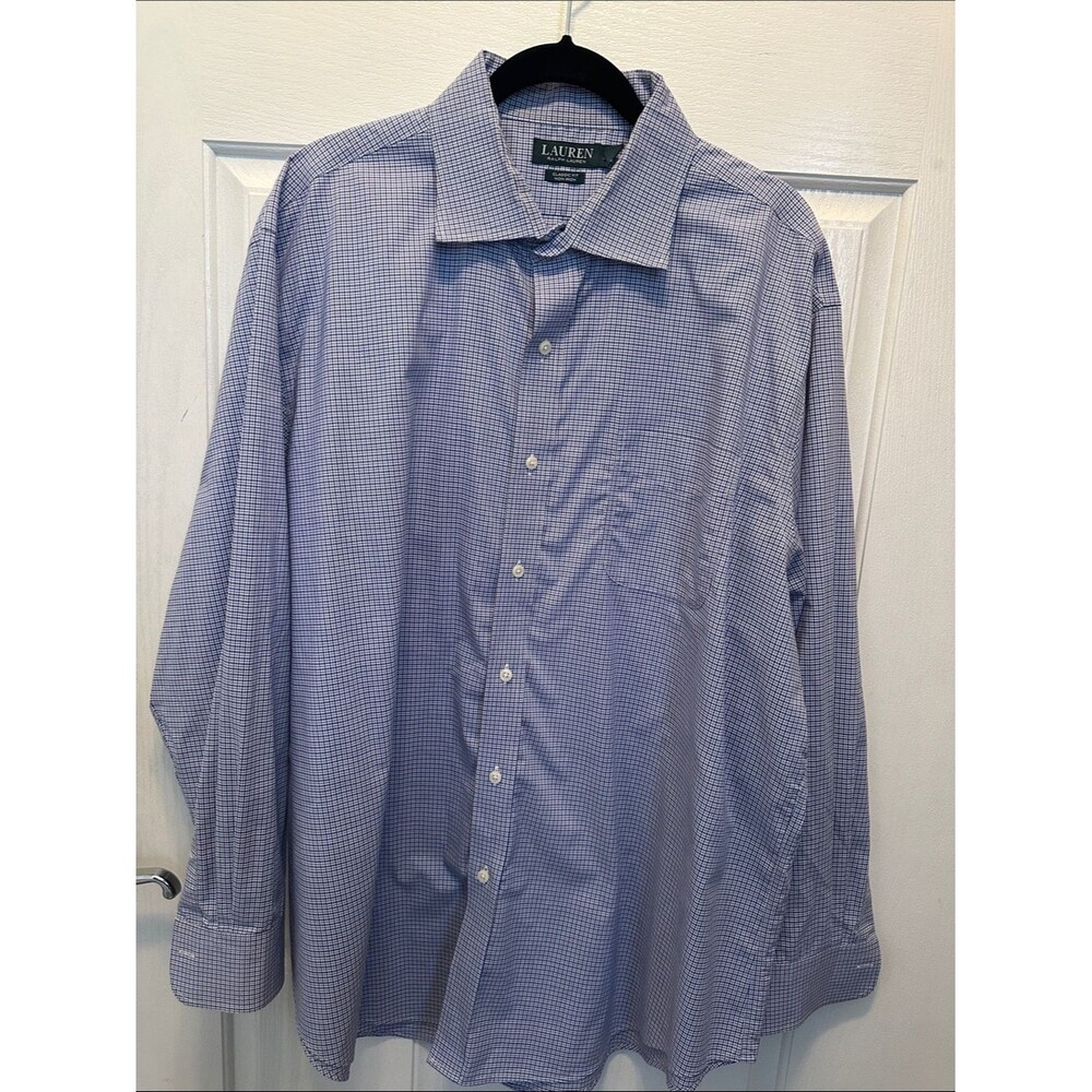 Lauren Ralph Lauren Light Blue Micro-Check Men's Dress Shirt Size 18 (34/35)